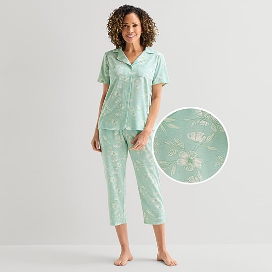 Liz Claiborne Womens Short Sleeve 2-pc. Pajama Set