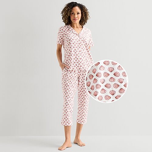 Liz Claiborne Womens Short Sleeve 2-pc. Pajama Set, Xx-large, White