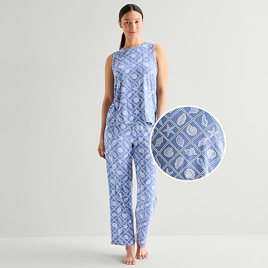 Jaclyn Womens Crew Neck Sleeveless 2-pc. Pajama Set