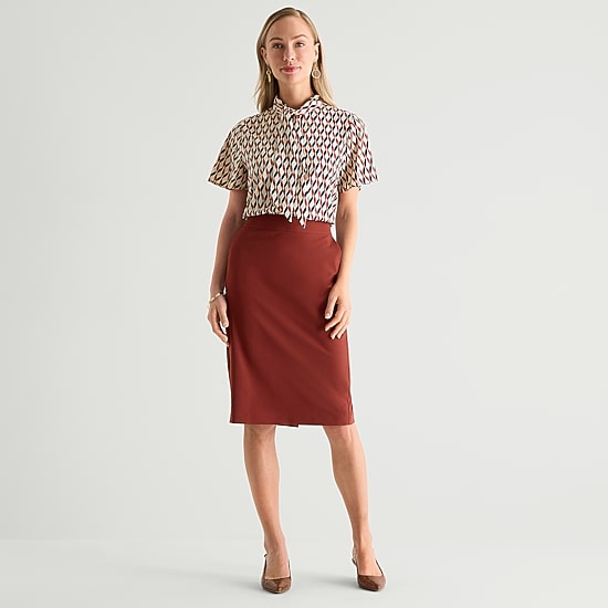 Liz Claiborne Womens Tall Mid Rise Midi Pencil Skirt
