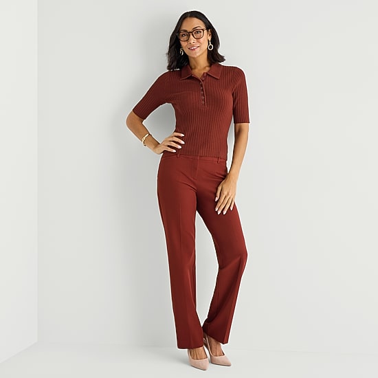 Liz Claiborne Womens Elbow Sleeve Polo Sweater