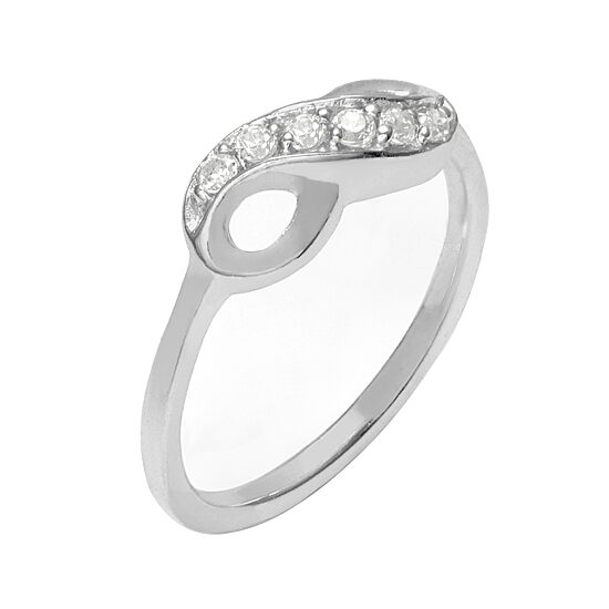 Itsy Bitsy Womens White Crystal Sterling Silver Delicate Band