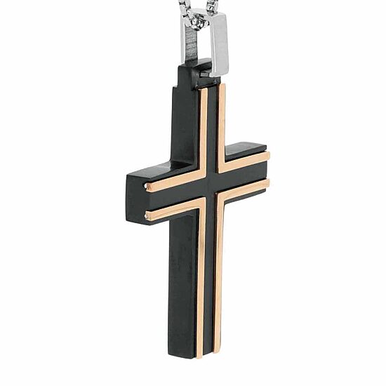 Mens Stainless Steel Cross 24 Inch Pendant Necklace