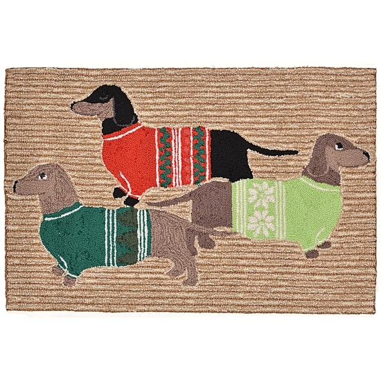 Liora Manne Frontporch Holiday Hounds Holiday Hand Tufted Indoor Outdoor Rectangular Accent Rug