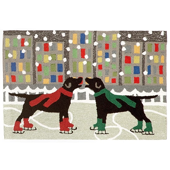 Liora Manne Frontporch Holiday Ice Dogs Holiday Hand Tufted Indoor Outdoor Rectangular Accent Rug