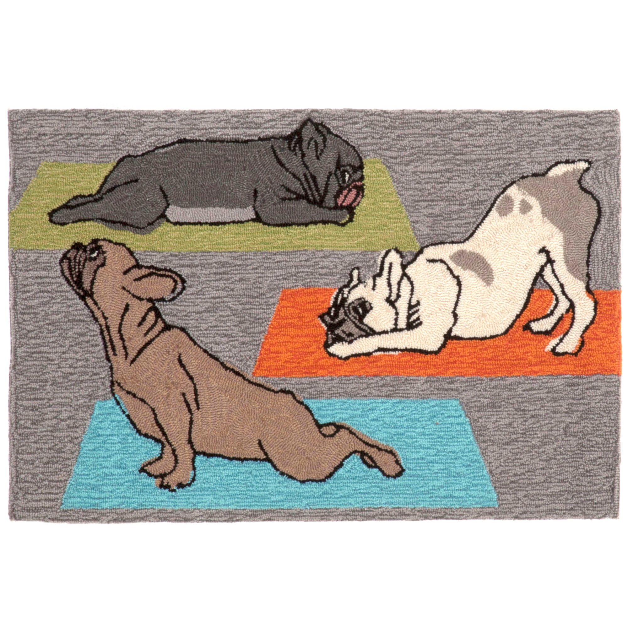 Liora Manne Frontporch Yoga Dogs Animal Hand Tufted Indoor Outdoor Rectangular Accent Rug
