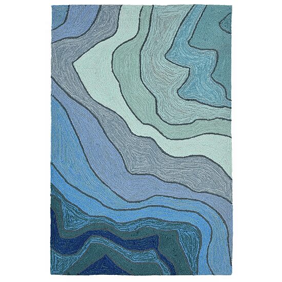 Liora Manne Ravella Mykonos Waves Hand Tufted Indoor Outdoor Rectangular Accent Rug
