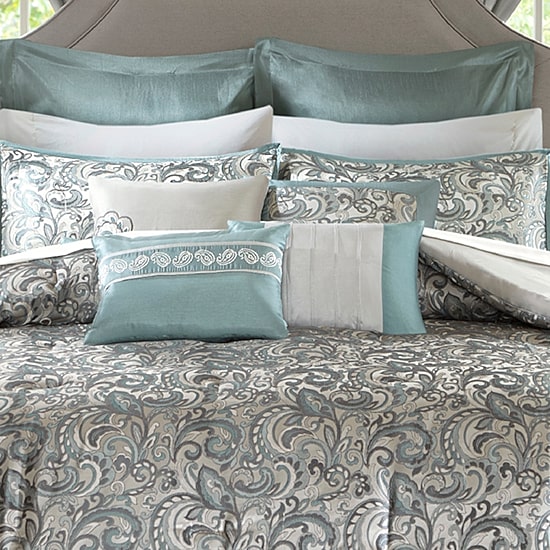 Madison Park Essentials Cadence 24-Pc Complete Bedding Set with Sheets and Window Treatments