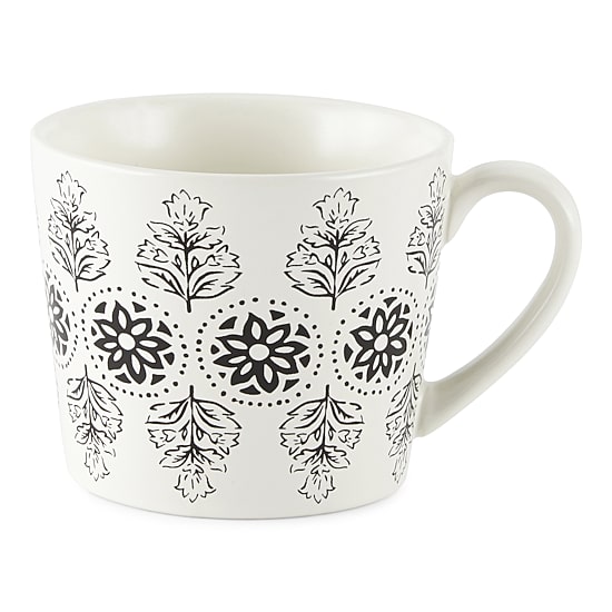 Distant Lands White/Black Stoneware Coffee Mug
