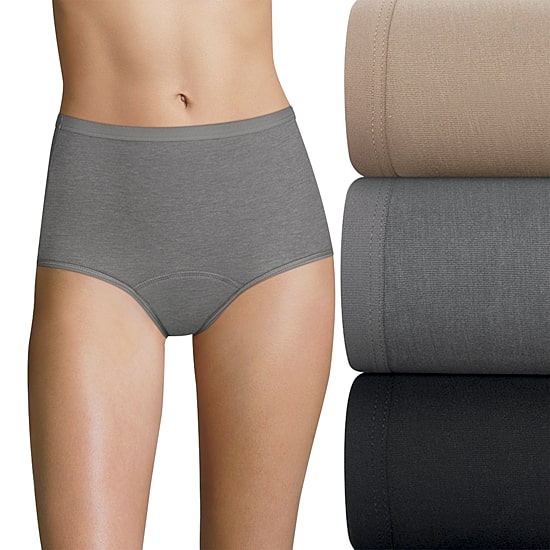 Hanes Fresh And Dry Moderate Leak Protection 3 Pack Seamless Period + Leak Resistant Brief Panty 40fdm3