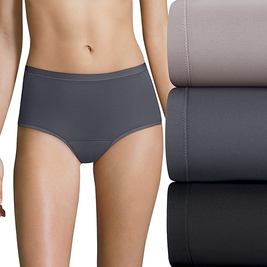 Hanes Fresh And Dry Light Leak Protection Womens Seamless Period + Leak Resistant 3 Pack Brief Panty 40fdl3