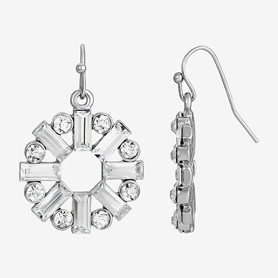 1928 Womens Crystal Round Drop Earrings