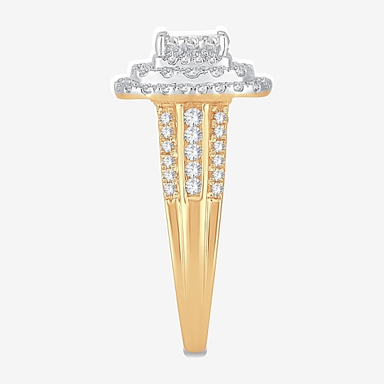 Womens 1 CT.T.W. Natural Diamond Cushion Halo Engagement Ring