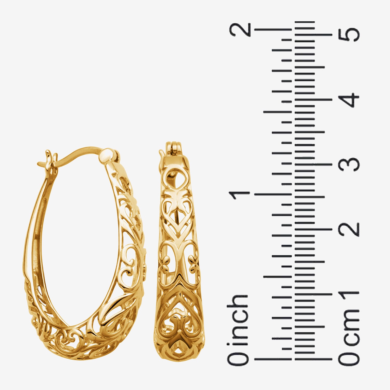 Womens 18K Gold Over Silver 32.2mm Hoop Earrings