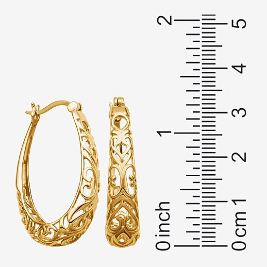 Womens 18K Gold Over Silver 32.2mm Hoop Earrings