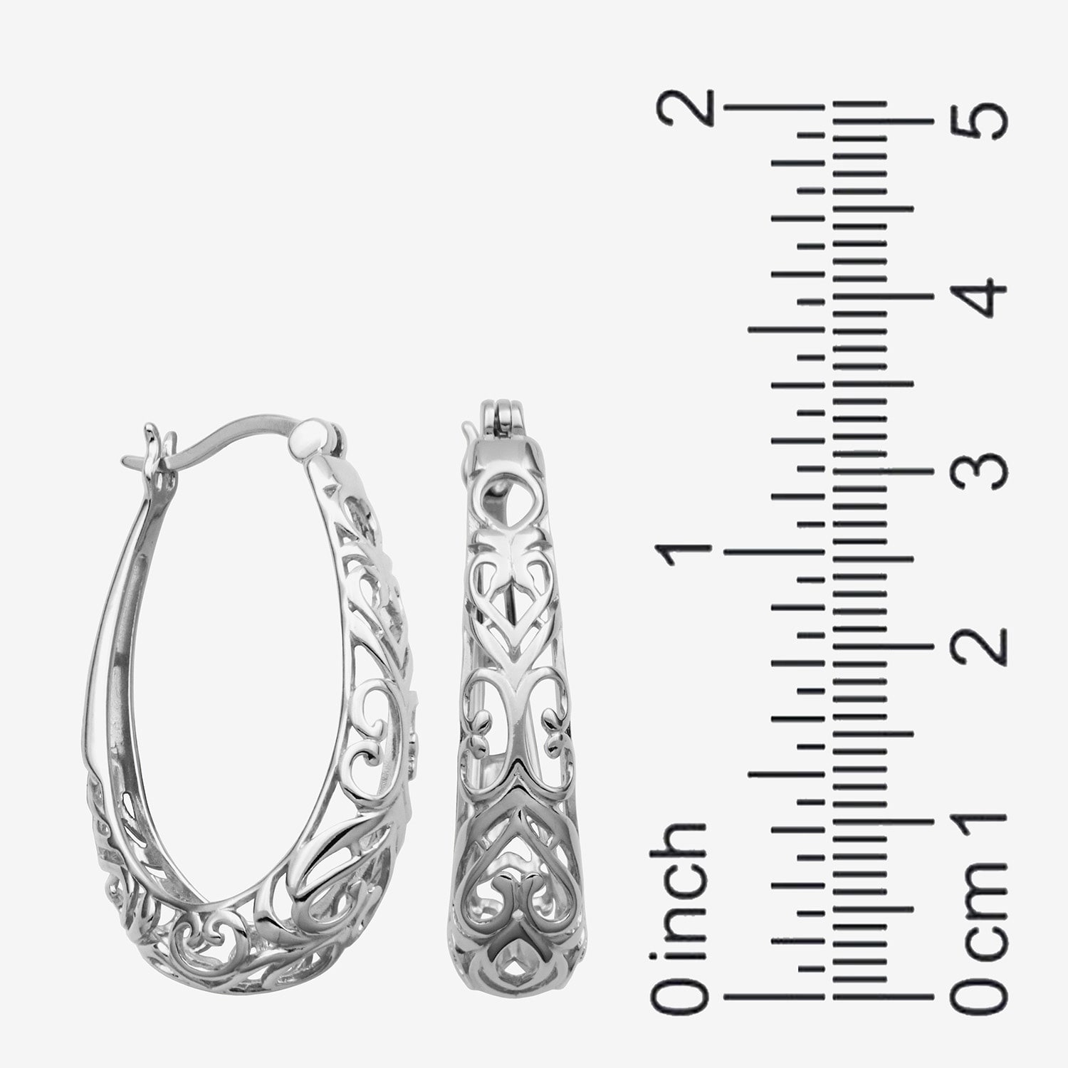 Womens Sterling Silver 32.2mm Hoop Earrings