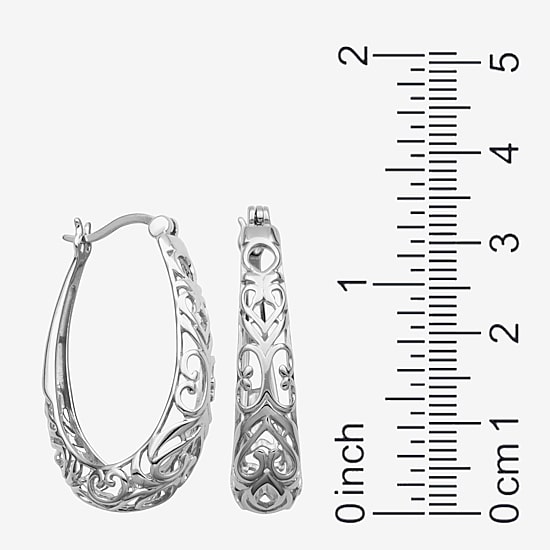 Womens Sterling Silver 32.2mm Hoop Earrings