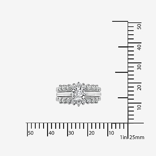 Womens 2 3/4 CT. T.W. Cubic Zirconia Sterling Silver Flower Bridal Set