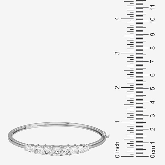 Womens Cubic Zirconia Sterling Silver Oval Bangle Bracelet