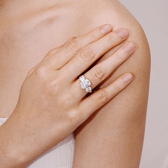 DiamonArt® Womens 5 3/4 CT. T.W. White Cubic Zirconia Sterling Silver 3-Stone Engagement Ring