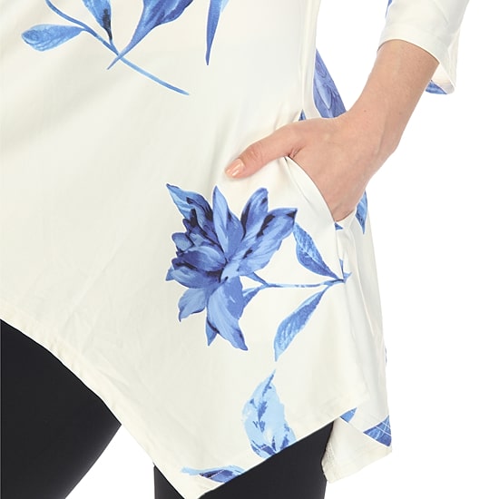 White Mark Maternity Womens Scoop Neck 3/4 Sleeve Tunic Top