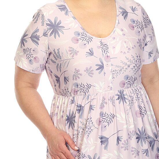 White Mark Womens Plus Scoop Neck Short Sleeve Fitted Floral Fit + Flare Dress