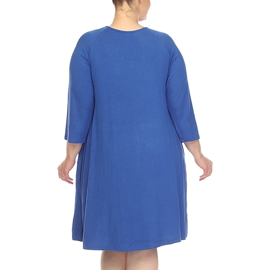 White Mark Womens Plus 3/4 Sleeve Swing Dresses