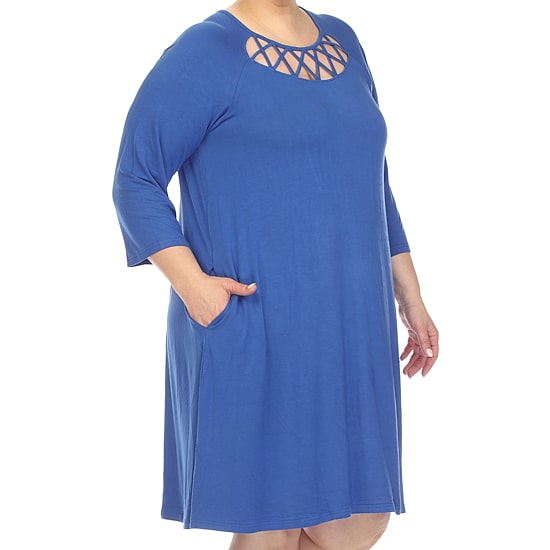 White Mark Womens Plus 3/4 Sleeve Swing Dresses