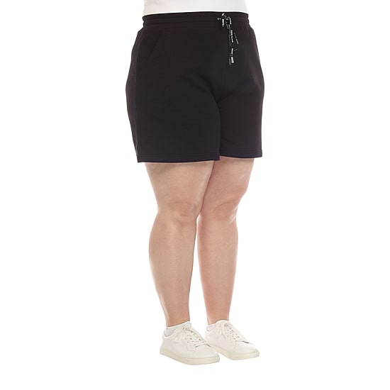 White Mark Womens High Rise Plus Pull-On Short