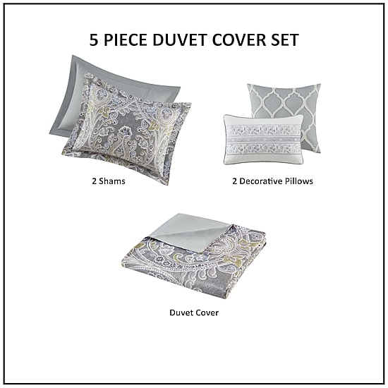 Harbor House Hallie 5-pc. Cotton Damask and Scroll Duvet Cover Set