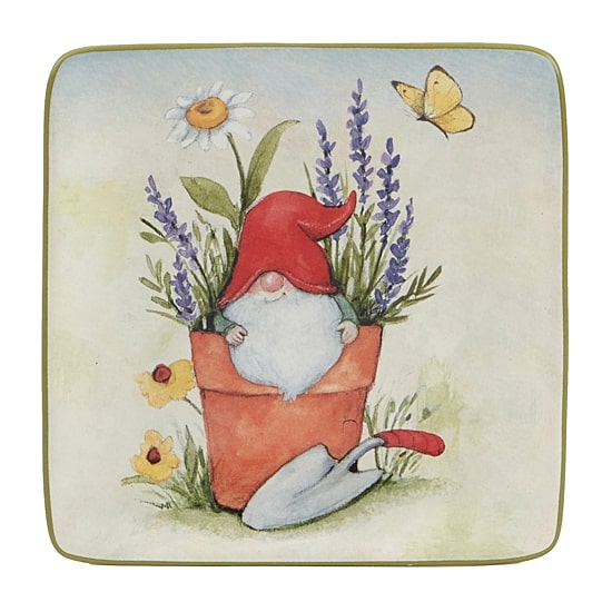 Certified International Garden Gnomes 4-pc. Earthenware Appetizer Plate