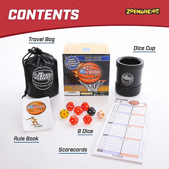 Zobmondo Gohoops Basketball Dice Game Travel Game