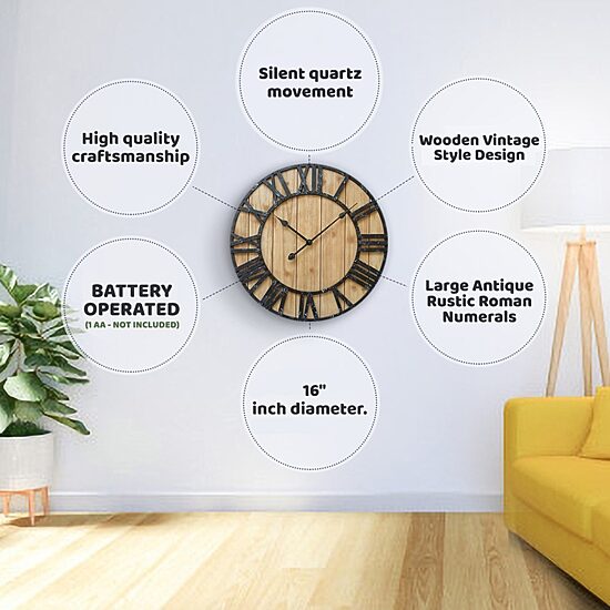 Westclox 16" Wood Plank Wall Clock