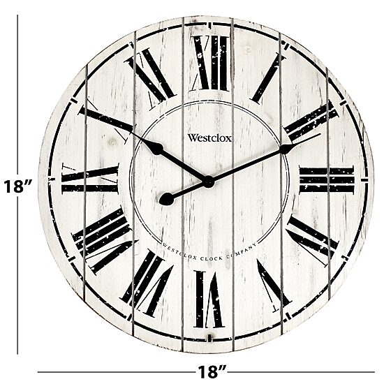 Westclox 18" Whitewash Wood Wall Clock