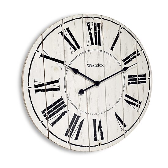 Westclox 18" Whitewash Wood Wall Clock