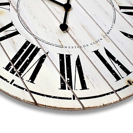 Westclox 18" Whitewash Wood Wall Clock