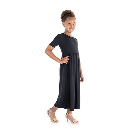 24sevenkid Big Kid Girls Fitted Short Sleeve Knit A-Line Dress
