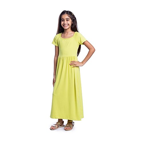 24sevenkid Big Kid Girls Short Sleeve Maxi Dress, X-large, Yellow