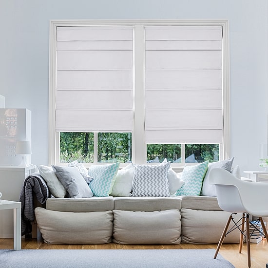 Home Basics Classic Cotton Twill Fabric With Blackout Liner Custom Cordless Blackout Roman Shade