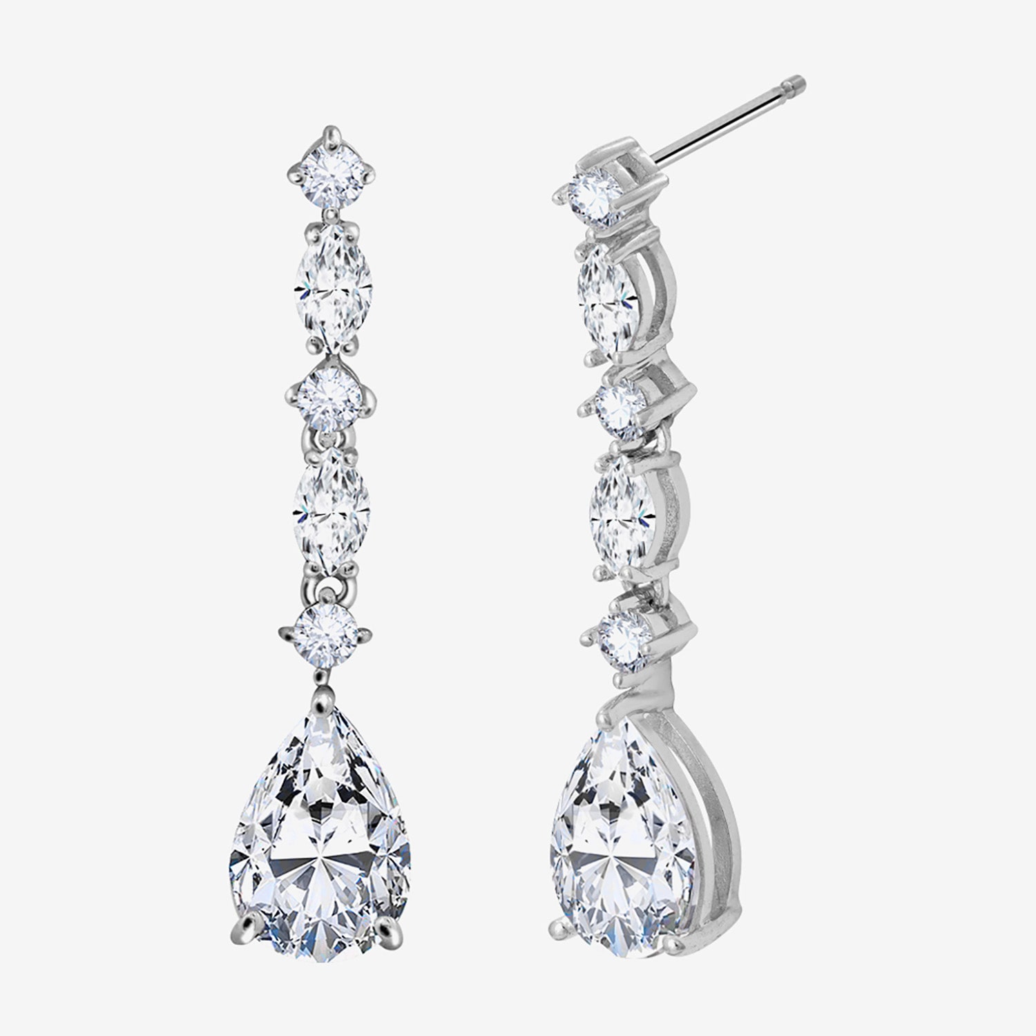 Diamonart Marilyn Monroe Womens 4 1/2 CT. T.W. White Cubic Zirconia Platinum Over Silver Drop Earrings