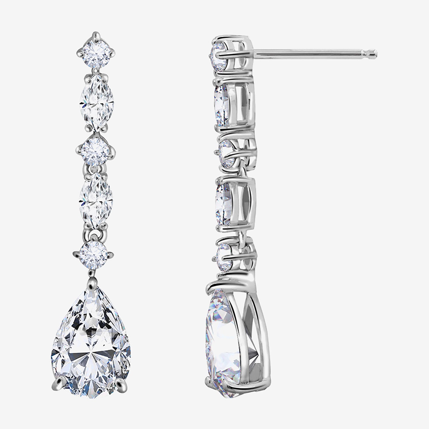 Diamonart Marilyn Monroe Womens 4 1/2 CT. T.W. White Cubic Zirconia Platinum Over Silver Drop Earrings