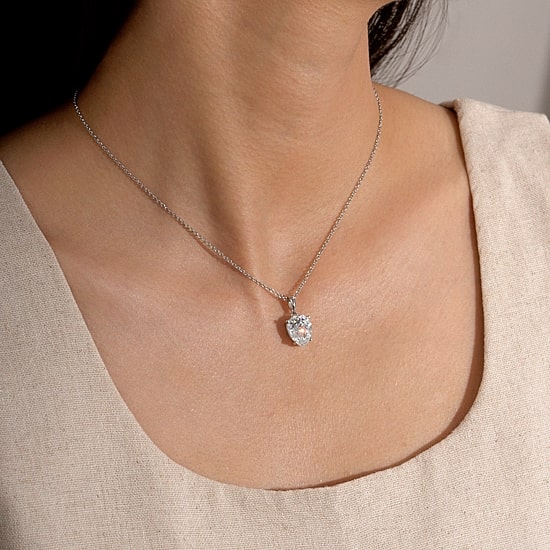 Diamonart Marilyn Monroe Womens 3 3/4 CT. T.W. White Cubic Zirconia Platinum Over Silver Pear 16 Inch Pendant Necklace