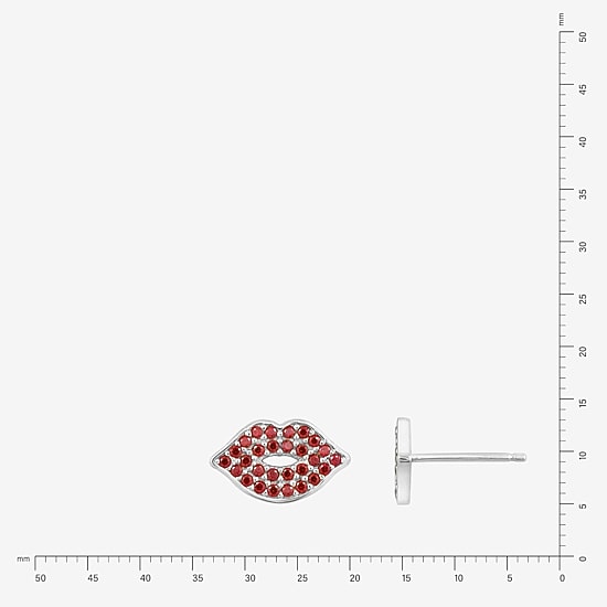 Diamonart Marilyn Monroe Lips Red Cubic Zirconia Platinum Over Silver 7.8mm Stud Earrings