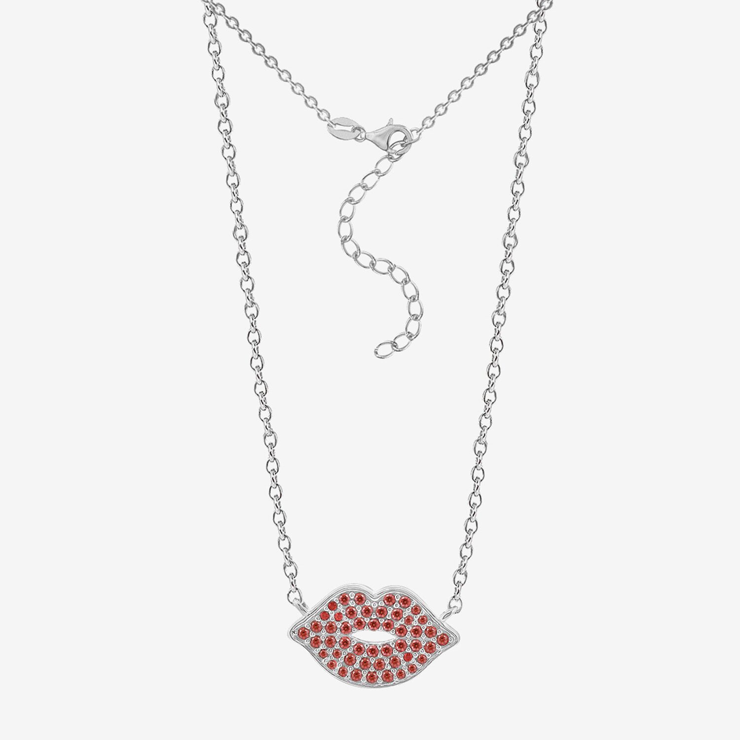 Diamonart Marilyn Monroe Womens Red Cubic Zirconia Platinum Over Silver Round 16 Inch Pendant Necklace