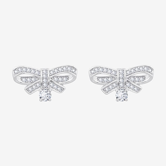 Diamonart Marilyn Monroe Simulated White Cubic Zirconia Platinum Over Silver 7.8mm Round Stud Earrings