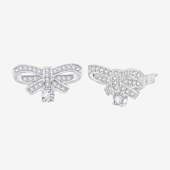 Diamonart Marilyn Monroe Simulated White Cubic Zirconia Platinum Over Silver 7.8mm Round Stud Earrings