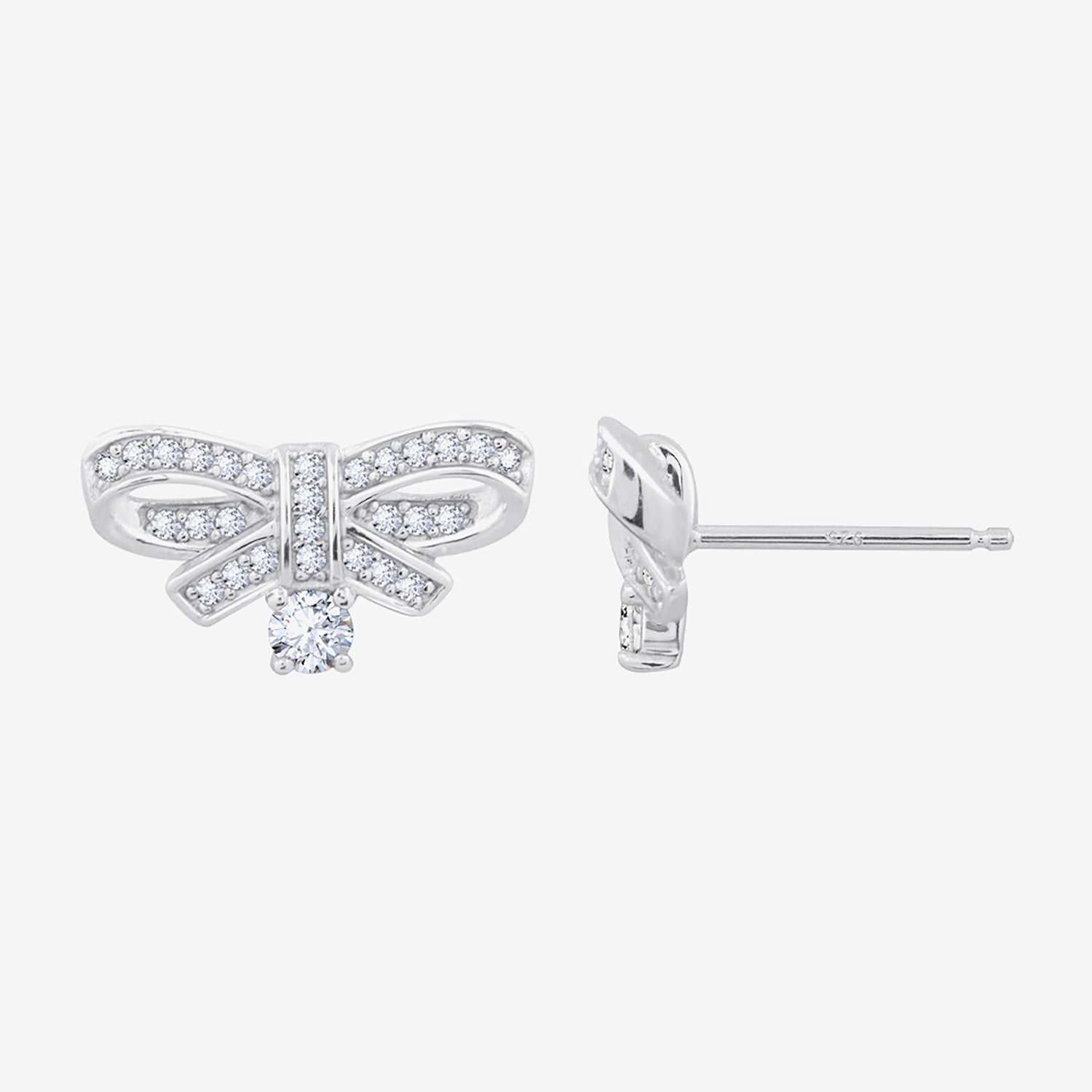 Diamonart Marilyn Monroe Simulated White Cubic Zirconia Platinum Over Silver 7.8mm Round Stud Earrings