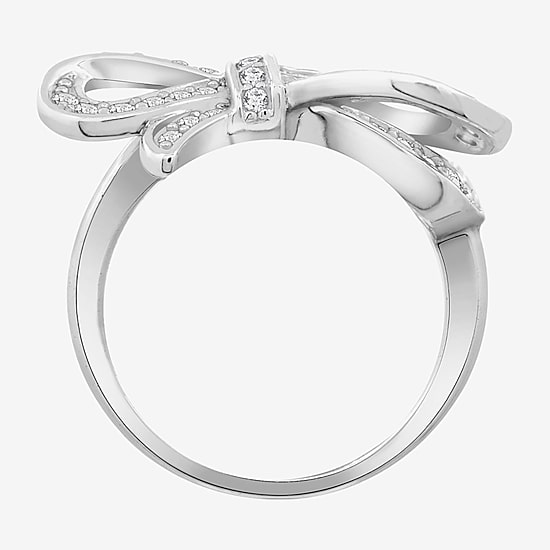 Diamonart Marilyn Monroe Womens Cubic Zirconia Platinum Over Silver Bow Cocktail Ring