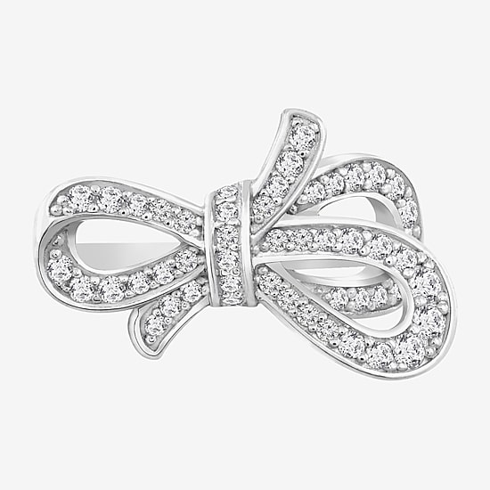Diamonart Marilyn Monroe Womens Cubic Zirconia Platinum Over Silver Bow Cocktail Ring