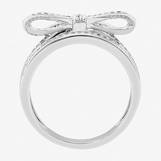 Diamonart Marilyn Monroe Womens Cubic Zirconia Platinum Over Silver Bow Cocktail Ring